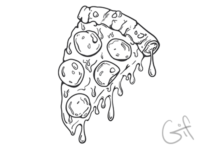 Make Money, Eat Pizza (GIF) drawing food gif gross illustration pizza