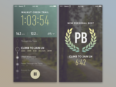 Cycling Concept bike layout mockup time tracking ui