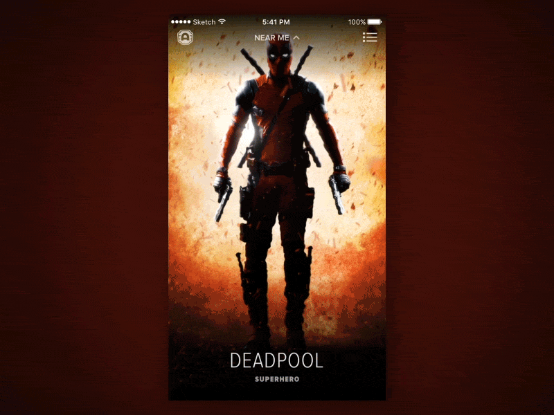 Future Theater App Concept: Trailer View xmen poster picker carousel animation ui drafthouse alamo rotation landscape movie deadpool