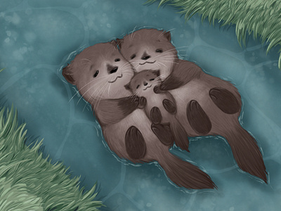 Otter Family art digital digital painting family illustration otter