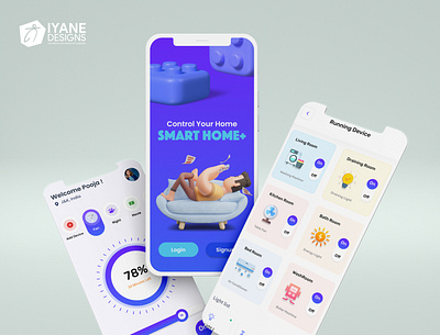 Smart Home mobile app UI branding iyane designs ui ui design uiux user experience user interface ux desing visual design