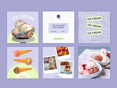 Ice Cream Shop Instagram Feed - Social Media Design adobe feed graphic design icecream illustration ilustrator instagram photoshop socialmedia vector