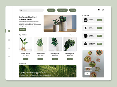 Plant Shop Dashboard Website app dashboard design figma graphic design plant ui uiux ux web website