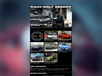RWB - RAUH-WELT BEGRIFF | A TRIBUTE TO THE MAN bold experiment graphic design homepage interaction interface landing page porsche rwb ui user interface ux web design webpage