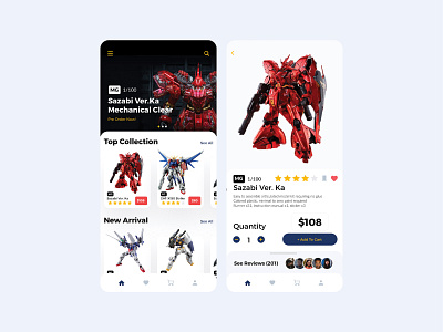 Gundam Plastic Model E-commerce App digital product design gundam gunpla mobile app ui uiux ux design