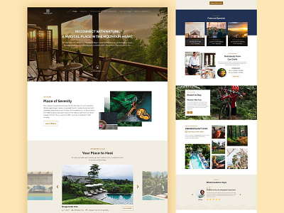 Website Design For a Natural Resort Within The Mountains accomodation activities adventure bamboo customer gold hospitality hotel indonesia luxury mountains natural outdoor resort review rooms sanctuary travel web design website