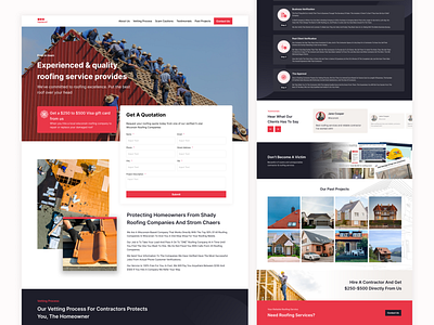 Local Roofing Contractor One Pager Landing Page building company construction contractor design fixing indonesia landing page one pager profile repair roof roofing services ui uiux ux design web website worker