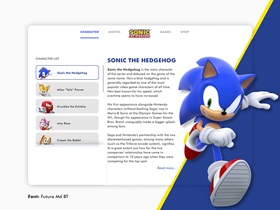 Sonic the Hedgehog UI Web Design nintendo sega sonic ui ui design uidesign uiux ux design uxui web design website