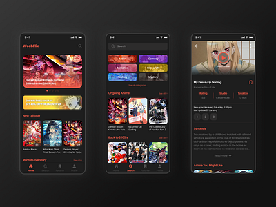 Anime Streaming Platform - Mobile App UI Design