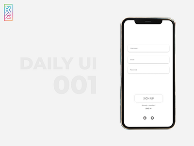 Daily UI 001 app app design art daily 100 challenge daily ui design flat illustrator minimal mobile design mobile ui signup ui ui design uiuxdesign user interface design userinterface ux vector wacom