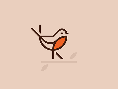 Robin bird icon illustration line mark robin