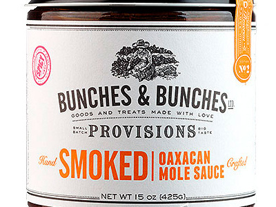 Bunches & Bunches Provisions - Smoked bunches food jar label letterpress packaging provisions