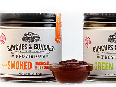 Bunches & Bunches Provisions - Full Set bunches food jar label letterpress packaging provisions