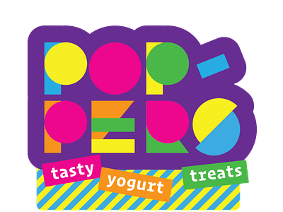 Poppers Logo branding colorful food fun geometric kids packaging shapes typography vector yogurt