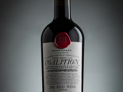 Coalition 2011 Wine with Wax Seal bottle foil hotstamp label packaging typography wine