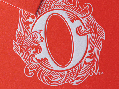 Olli Business Card business card closeup letterpress logo pig red white
