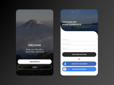 Travel App Design login screen onboarding onboarding ui register register form registration page signup signup page signup screen travel travel app travelling welcome page