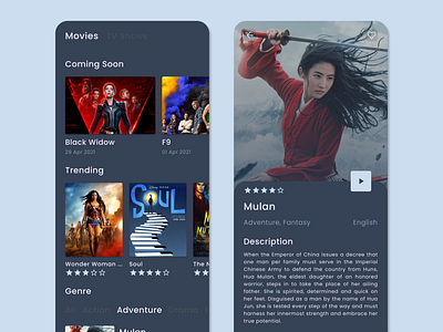 Explore Movie App Dark Mode UI concept design design explore movie movie movie app movie ui movies