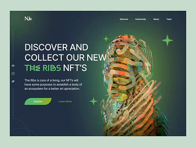 Noko - NFT Landing Page Website bitcoin blockchain clean coins crypto crypto art cryptocurrency design landing page marketplace nft nfts noise token ui ux web design website
