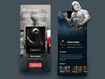 HiFux Movie App dark mode design marvel mobile movie movie app streaming streaming app ui ux