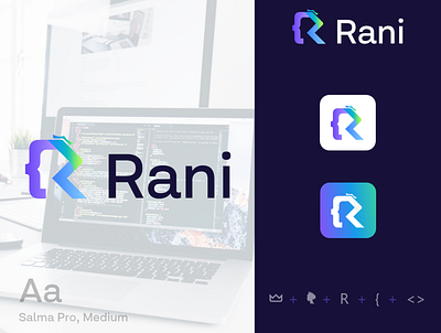 Rani logo coding logo development logo queen logo r letter r logo rani rani code rani logo