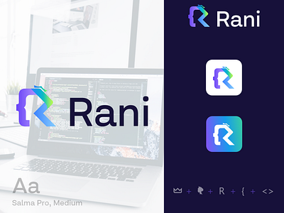 Rani logo coding logo development logo queen logo r letter r logo rani rani code rani logo