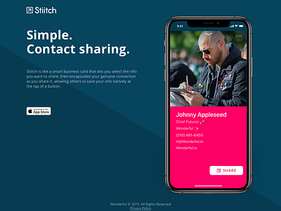 Stiitch – App Landing Page (desktop + mobile) app app landing page app store bootstrap landing page stiitch