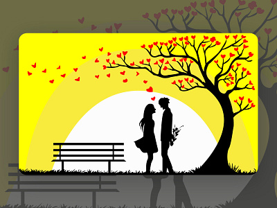 Dark Love - Illustration ai animation art couple dark design flat flower illustration love lovebird moon nature night propose romance romantic tree ui vector
