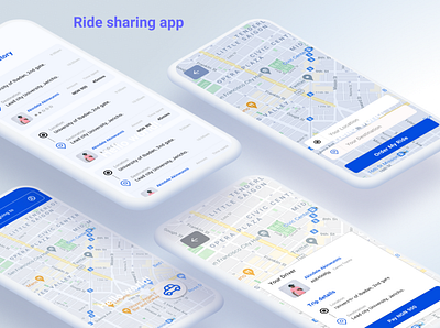 Mobile ride sharing app design ui interface visuals