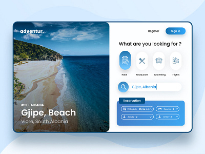 Web Design UI | Travel app ( adventur. )