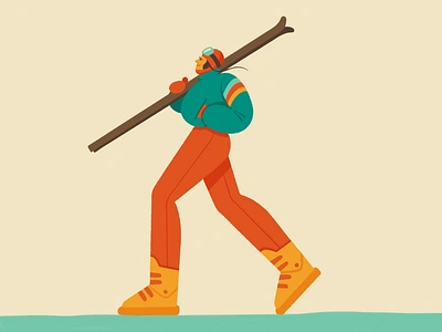 Retro Skier 2d 2d animation animation framebyframe gif illustration procreate retro colors ski srier walk cycle