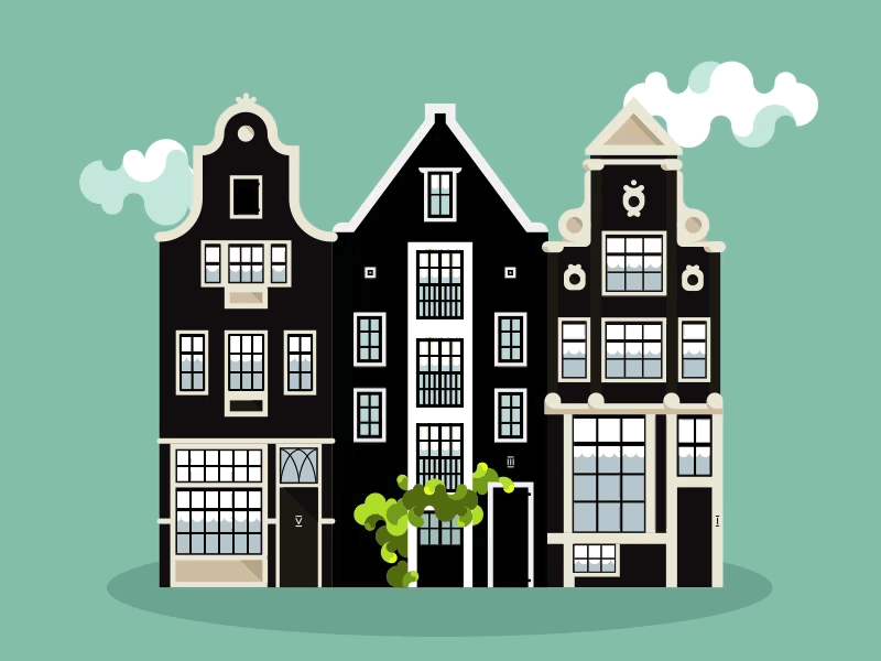Amsterdam Houses after effects amsterdam animation buildinig buildinigs gif houses illustration netherlands