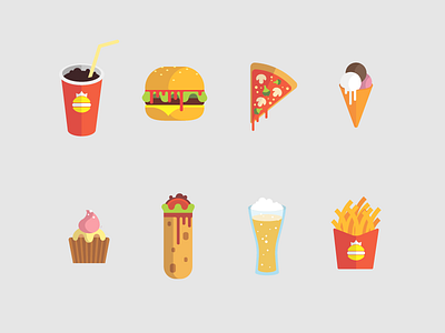 Icons Burger beer burger cola fast food ice cream icons mcdonalds muffin pizza