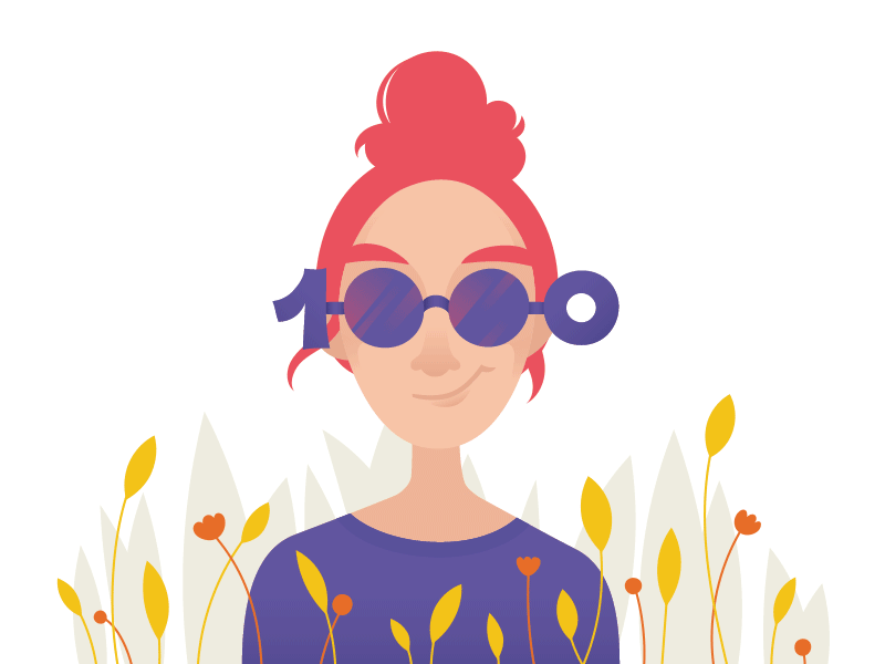 1000 followers! 1000 2d after effects animation dance flowers girl glasses hair nature red woman