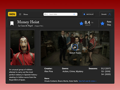 Artboard 1 app design illustration imdb money heist motion neomorphism netflix ui ux web
