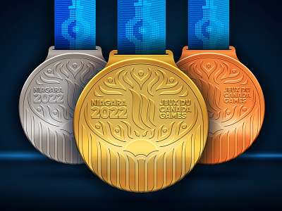 Canada Games Niagara 2022 Medals award bronze canada canadian design games gold graphic design illustration indigenous medal niagara niagara falls shape silver vector