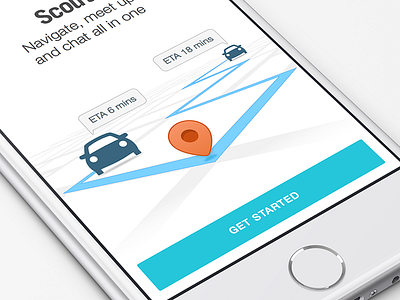 Onboarding Screen car chat eta iphone iphone 6 map meetup mobile navigation onboarding pin ui