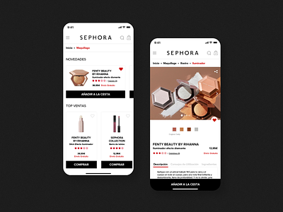 Sephora Web Mobile Study #DailyUI daily ui dailyui dailyui012 design detail page ecommerce item item page sephora ui ux ui design