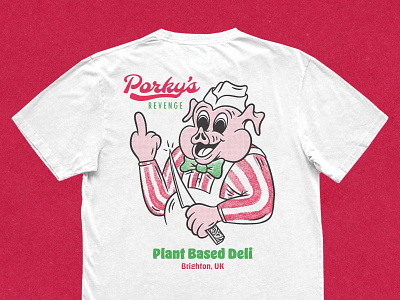 Porky's Revenge Tee activism animal rights bacon illustration mascot pig shirt design tee shirt vegan vegan food vintage vintage cartoon vintage design