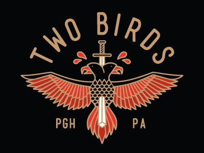 TWO BIRDS band bird dagger eagle illustration logo pittsburgh sword