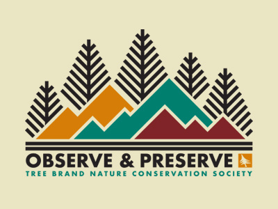 Observe & Preserve Nature - Version 2 apparel graphic tee mountains nature outdoors thick lines trees