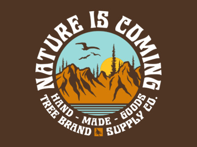 Nature is Coming apparel california graphic tee mountains nature outdoors pine trees seagulls surfing