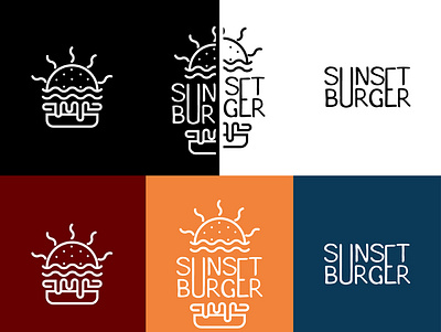 sunset burger logo background color combination ai art backgroung branding burger color combination design flat graphic design illustration logo sunset ui vector