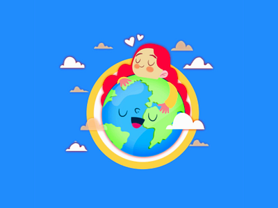 Love the planet animation animation 2d animation design blue clounds colorful illustration motion design planet world yo yokainoodles