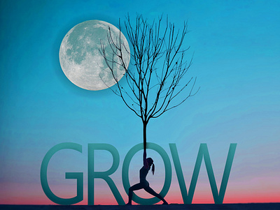 Grow art artwork blue design digital graphic design illustration illustration art illustration design nature photoshop tree type typography