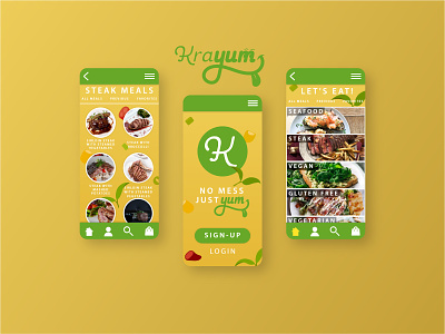 Krayum App Concept app app design brand branding food app graphic design logo mobile mobile app ui ui design uiux user interface design ux ux design