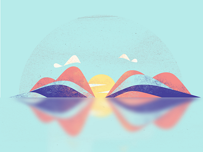 Summer Sunset affinity art design illustration landscape minimal sun sunnset vector