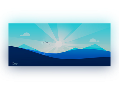 Horizon 3d art blender blender3d cloud design graphic design hills illustration landscape minimal mountains stylized sun