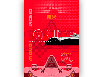 IGNITE Poster 3d art b3d blender blender3d branding car design illustration japan logo minimal poster