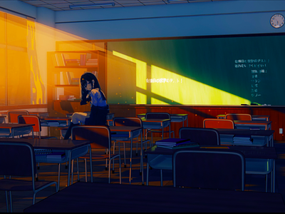 Anime Classroom 3d anime art blender blender3d design illustration school